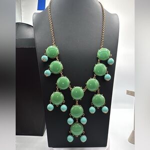 J crew soft green & Aqua statement necklace.  Boho. Vintage. See pics.